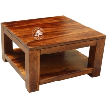 Kwadratowy stolik kawowy Goa z drewna do salonu - Drewno Palisander - brąz 