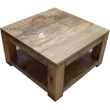 Kwadratowy stolik kawowy Goa z drewna do salonu - Drewno Mango - naturalne