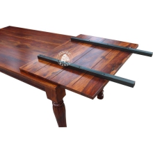 Kolonialny stół z drewna litego na ręcznie rzeźbionych nogach - Drewno Palisander - brąz , 180x90 rozkł. 280x90 cm