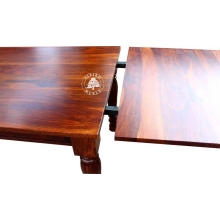 Kolonialny stół z drewna litego na ręcznie rzeźbionych nogach - Drewno Palisander - brąz , 180x90 rozkł. 280x90 cm