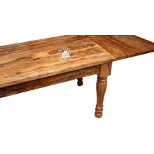 Kolonialny stół z drewna litego na ręcznie rzeźbionych nogach - Drewno Palisander -  naturalny