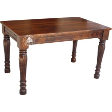 Kolonialny stół z drewna litego na ręcznie rzeźbionych nogach -  Drewno Palisander - ciemny brąz, 130x80 rozkł. 230x80 cm