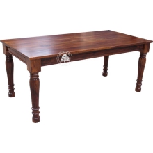 Kolonialny stół z drewna litego na ręcznie rzeźbionych nogach -  Drewno Palisander - ciemny brąz, 180x90 rozkł. 280x90 cm