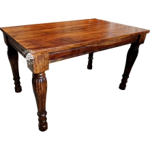 Kolonialny stół z drewna litego na ręcznie rzeźbionych nogach - Drewno Palisander - brąz , 130x80 rozkł. 230x80 cm
