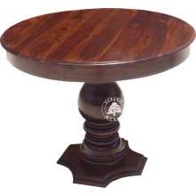 Drewniany stół okrągły na masywnej nodze -  Drewno Palisander - ciemny brąz