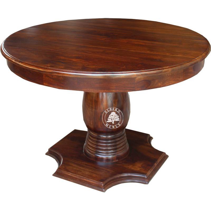Tradycyjny stół okrągły z drewna naturalnego -  Drewno Palisander - ciemny brąz