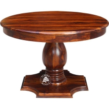 Tradycyjny stół okrągły z drewna naturalnego - Drewno Palisander - brąz 