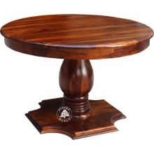 Tradycyjny stół okrągły z drewna naturalnego - Drewno Palisander - brąz 