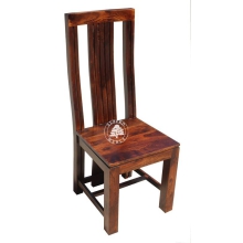 Klasyczne krzesło z drewna z wysokim oparciem -  Drewno Palisander - ciemny brąz