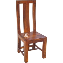 Klasyczne krzesło z drewna z wysokim oparciem - Drewno Palisander - brąz 