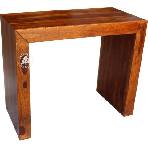 Proste nowoczesne biurko z litego drewna na laptopa
