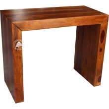 Proste nowoczesne biurko z litego drewna na laptopa - Drewno Palisander - brąz 