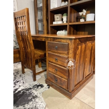 Tradycyjne biurko z drewna litego z szufladami - Drewno Palisander - brąz 