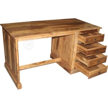 Tradycyjne biurko z drewna litego z szufladami - Drewno Palisander -  naturalny