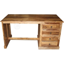 Tradycyjne biurko z drewna litego z szufladami - Drewno Palisander -  naturalny