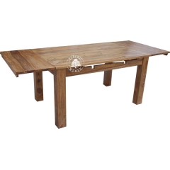 Prostokątny stół drewniany z przechowywanymi dostawkami