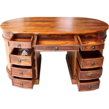 Duże owalne biurko gabinetowe z litego drewna palisander - Drewno Palisander - brąz 