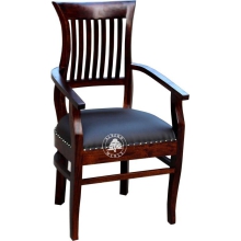 Tapicerowany fotel drewniany z podłokietnikami -  Drewno Palisander - ciemny brąz