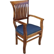 Tapicerowany fotel drewniany z podłokietnikami - Drewno Palisander -  naturalny