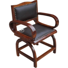 Klasyczny fotel drewniany tapicerowany - Drewno Palisander - brąz 