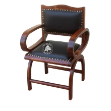 Klasyczny fotel drewniany tapicerowany -  Drewno Palisander - ciemny brąz