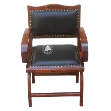 Klasyczny fotel drewniany tapicerowany -  Drewno Palisander - ciemny brąz