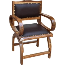 Klasyczny fotel drewniany tapicerowany - Drewno Palisander -  naturalny