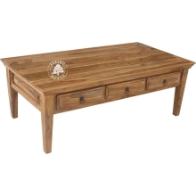 Klasyczna duża drewniana ława kawowa z szufladami - Drewno Palisander -  naturalny