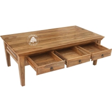 Klasyczna duża drewniana ława kawowa z szufladami - Drewno Palisander -  naturalny