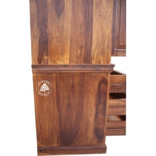 Czterodrzwiowa klasyczna szafa z ciemnego drewna palisander - Drewno Palisander - brąz 