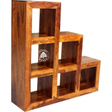Regał schodkowy drewniany Modern Cube - Drewno Palisander - brąz 