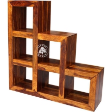 Regał schodkowy drewniany Modern Cube - Drewno Palisander - brąz 