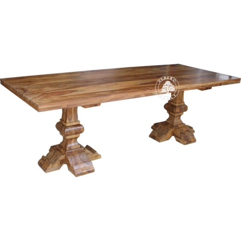 Stół z drewna litego do salonu na dwóch nogach