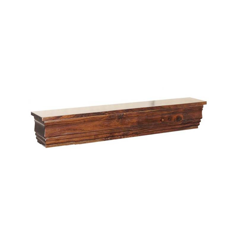 Stylowa półka z drewna litego palisander z ozdobnym klasycznym gzymsem - dł.150/ wys.15/ gł.10 cm,  Drewno Palisander - ciemny brąz