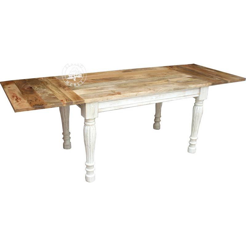 Drewniany dwukolorowy stół ręcznie robiony - 130x80 rozkł. 230x80 cm
