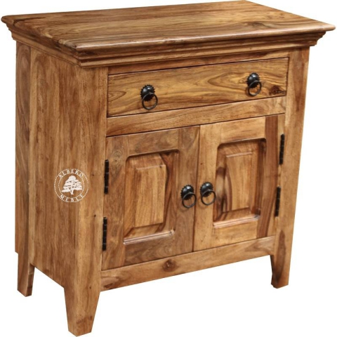 Mała stylowa komoda z szufladą wykonana z litego naturalnego drewna palisander