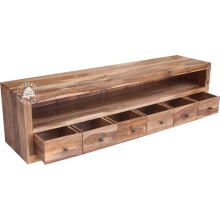 Długa komoda drewniana RTV z szufladami wykonana na wymiar - Drewno Palisander -  naturalny, dł. 210 x gł. 55 x wys.50 cm