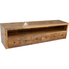 Długa komoda drewniana RTV z szufladami wykonana na wymiar - Drewno Palisander -  naturalny, dł. 210 x gł. 55 x wys.50 cm