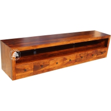 Długa komoda drewniana RTV z szufladami wykonana na wymiar - Drewno Palisander - brąz , dł. 240 x gł. 55 x wys.50 cm