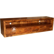 Długa komoda drewniana RTV z szufladami wykonana na wymiar - Drewno Palisander - brąz , dł. 210 x gł. 55 x wys.50 cm