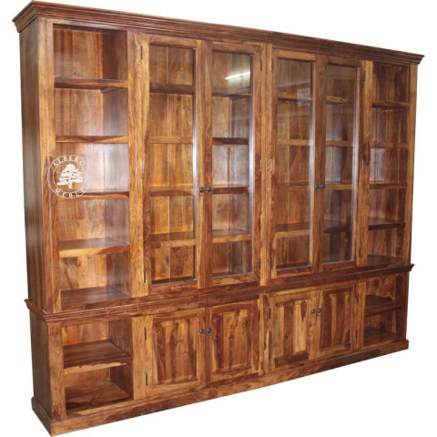 Biblioteka klasyczna do gabinetu, wykonana z litego drewna