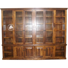 Biblioteka klasyczna do gabinetu, wykonana z litego drewna - Drewno Palisander - brąz 