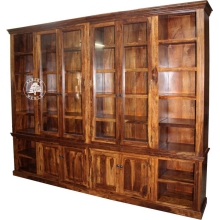 Biblioteka klasyczna do gabinetu, wykonana z litego drewna - Drewno Palisander - brąz 