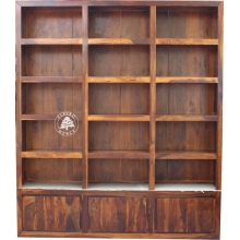 Drewniana Biblioteka w Nowoczesnym Stylu na Wymiar - Drewno Palisander - brąz 