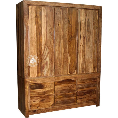 Drewniana nowoczesna szafa trzydrzwiowa z szufladami na wymiar
