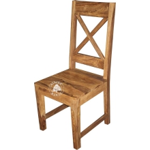 Tradycyjne krzesło drewniane z stylowym oparciem - Drewno Palisander -  naturalny