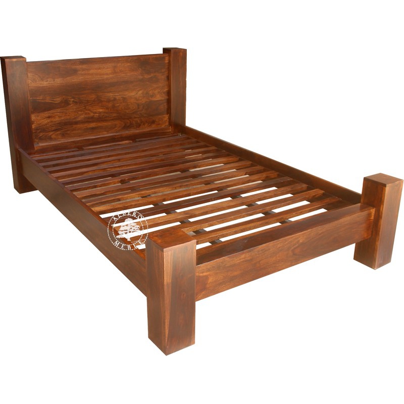 Łóżko z drewna palisandru -  Drewno 100% Palisander - ciemny brąz