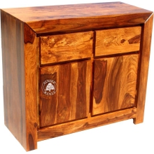 Mała nowoczesna komoda drewniana z szafką - Drewno Palisander - brąz 