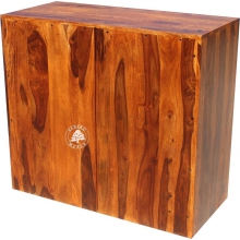 Mała nowoczesna komoda drewniana z szafką - Drewno Palisander - brąz 