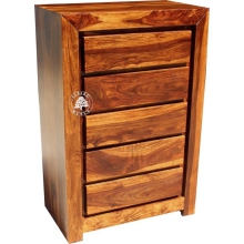 Wysoka i wąska szafka drewniana - Drewno Palisander - brąz 